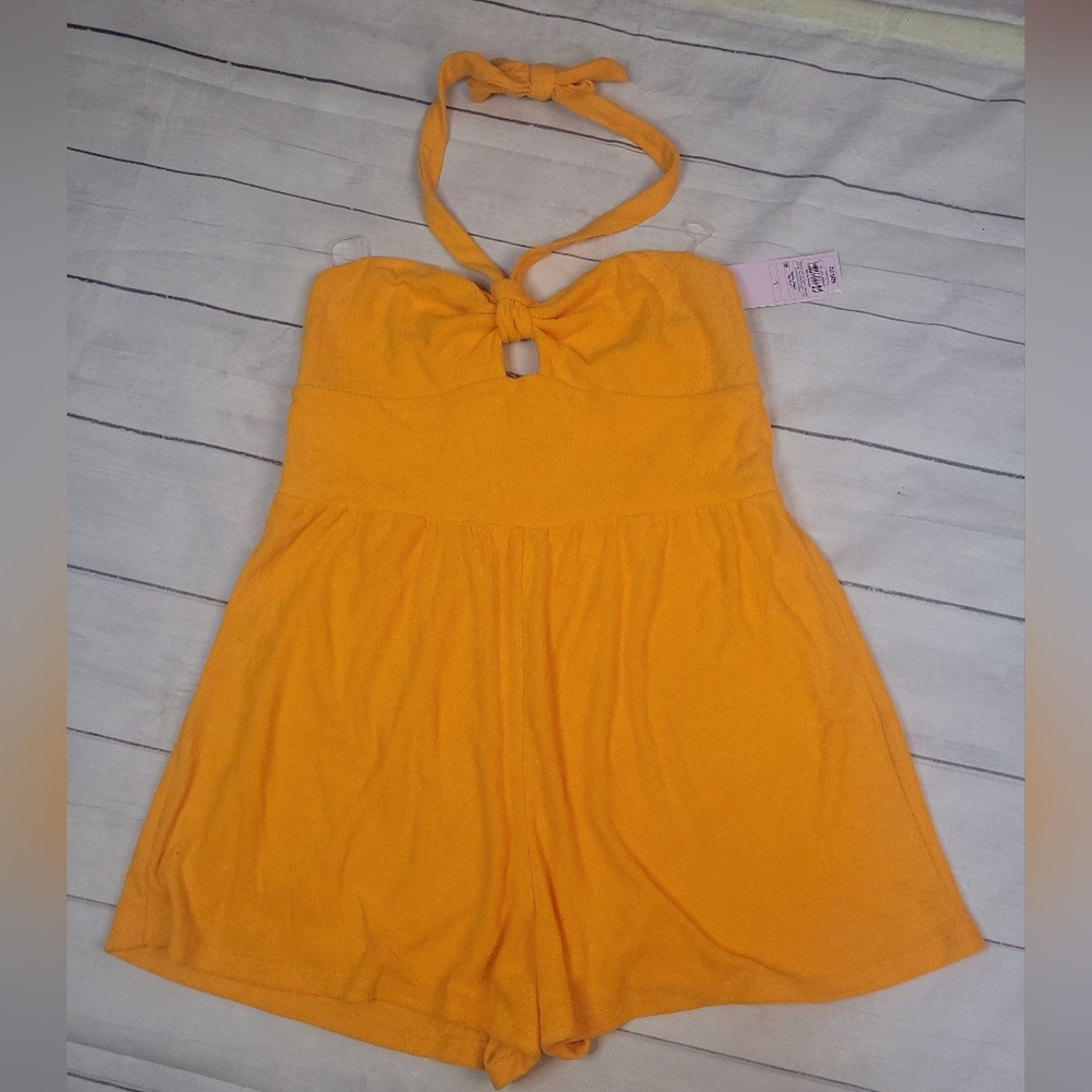 Wild Fable towel rompers, shorts, orange. Juniors